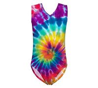 Jeiento Girls One-Piece Swimsuit Sleeveless Dancing Leotards Bathing Suit Colorful Tie Dye Print for 13-14 Y