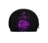 Jeiento Goth Rose Small Coin Purse Purple Floral Small Zipper Closure Travel Pouch Fashion Waterproof Change Pouch for Key Lipstick Credit Card Money Clips