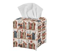 Jeiento Green Flower Butterfly Tissue Box Holder Cover Bohemian Home Desk Decor PU Leather Tissue Facial Paper Storage Case for Bathroom Vanity Countertop,Night Stand