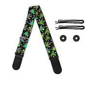 Jeiento Green Frog Pattern Guitar Strap Shoulder Pad Storage of Guitar Picks Suitable for Electric Bass and Guitar