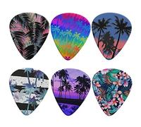 Jeiento Guitar Picks, 6 Pack - Hawaiian Palm Tree, ABS Material, Thin, Medium, Heavy, Artistic Variety Pack for Acoustic, Bass, Electric Guitar