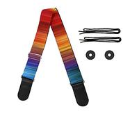 Jeiento Guitar Straps Guitar Strap Pad with Cool Rainbow Line Pattern PU Leather and Polyester Material for Guitar Beth