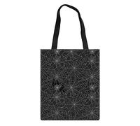 Jeiento Halloween Decoration Canvas Tote Bags Cotton Reusable Tote Bags with Inner Pocket Large Capacity Machine Washable,Black Spider Web
