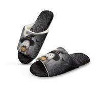 Jeiento Halloween Ghost Spider Web Open Toe House Slippers for Men Women Comfort Fuzzy Slippers Slip Resistant Flexible Soft Spa Slipper,US 4.5-5.5