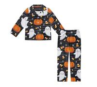Jeiento Halloween Pumpkin and Ghost Pyjamas Set for Boy Girl Winter Clothing Long Sleeve Nightwear Soft Comfort Loungewear for Teenager,2Piece Halloween Clothing,2XL