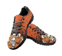 Jeiento Halloween Shoes for Men Women Casual Slip On Walking Shoes Orange Pumpkin Skeleton Human Sneakers Gym Workout Running Sneakers,5 UK