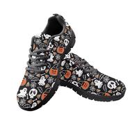 Jeiento Halloween Shoes Lace Up Sneakers Ghost Spider Web Skull Trainers Women Men Athletic Running Shoes Gym Workout Footwear,4 UK