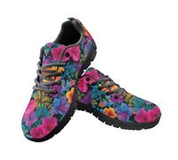 Jeiento Hawaii Hibiscus Flower Shoes Mesh Tennis Sneakers for Women Men Casual Sport Running Sneakers Lace Up Trainers,9 UK