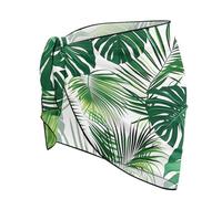 Jeiento Hawaii Tropical Green Palm Leaf Swimwear Cover Ups Bikini Wrap Summer Beach Bathing Suit