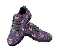 Jeiento Hippie Flower Skull Women Running Sneakers Sport Shoes Lightweight Breathable Adult Walking Shoes with Slip Resistant Sole Skeleton Pattern,7 UK