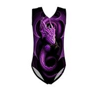 Jeiento Kid Sleeveless Gymnastics Swimsuit Girls Bikini Sports Swimwear Dancing Leotards,Purple Dragon Print