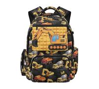 Jeiento Kids Backpack Cute Tractor Vehicles School Bag Boys Tractor Backpack Large Capacity Toddler Preschool Backpacks Classic School Bookbag Kindergarten Elementary School Students Schoolbags