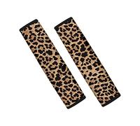 Jeiento Leopard Pattern Seat Belt Pads Cover, Fashion Cheetah Customized for Adults Kids, Stylish Car Seatbelt Cover 2 pcs, Universal Soft and Safe