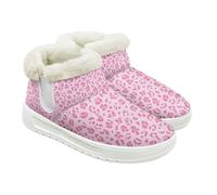 Jeiento Leopard Pattern Warm Bootie for Women Men Cheetah Animal Skin Print Snow Boots Fuzzy Winter Bootie Outdoor Shoes Flat Low Heel Walking Shoes,UK 2