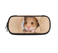 Jeiento Lightweight Pencil Case with Hamster in Box Pattern, 3 Compartment Adult Pen Maker Pencil Pouch for Teen Boys Girls School Students Women Men