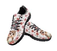 Jeiento Lightweight Rose Flower Owl Running Sneakers for Women Men Trainers Mesh Shoes Lace Up Sport Sneakers for Outdoor,7 UK