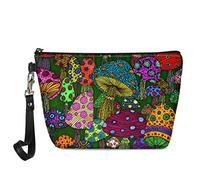 Jeiento Makeup Bag Small Organizer for Purse for Women Girl Leather Clutch Cosmetic Bags Pouch Mini Travel Toiletries Bags Portable Travel Accessories, mushroom, L