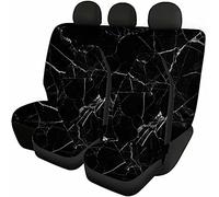 Jeiento Men Women Car Seat Covers Durable Strenthy Elastic Car Protectors Anti-Slip Front Rear Seat Covers for Most Cars, SUVs, Bucket, Bench Cover, Marble Texture Design, Black