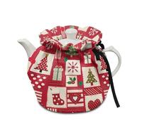 Jeiento Merry Christmas Theme Tea Cosy Red Kitchen Tea Pot Dust Cover for Teapots Coffee Pot Keep Warm Insulated Kettle Covers,Christmas Decor