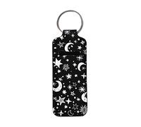 Jeiento Moon and Star Printed Chapstick Holder Keychain Lip Balm Holder with Clip,Chapstick Lipstick Lipgloss Holder Bulk for Lanyards, Keychain