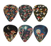 Jeiento Mushroom Flowers Guitar Picks for Acoustic, Classical, Electric, Bass Guitar Unique Guitar Gift for Women Men 6 Pieces Classical Triangle Guitar Picks