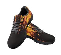 Jeiento Orange Fire Walking Shoes for Women Men Lightweight Comfort Running Sneakers Adult Lace Up Gym Tennis Shoes for Cycling,Hiking,11 UK