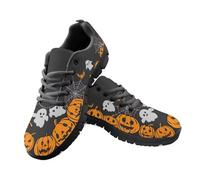 Jeiento Orange Pumpkin and Cartoon Ghost Sport Running Shoes for Women Men Mesh Breathable Trainer Adult Jogging Footwear,10 UK