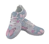 Jeiento Pink Butterfly Print Women Ladies Trendy Road Running Shoes Outdoor Casual Walking Sports Sneakers Fitness Jogging Trainers