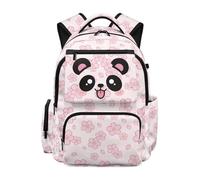 Jeiento Pink Cute Groovy Flower Panda School Bag for Kids 17Inch Laptop Bag with Adjustable Shoulder Strap,Lightweight Preschool Elementary School Students Bookbag