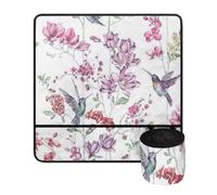 Jeiento Pink Floral Flowers Sewing Machine Mat Cute Hummingbird Polyester Protective Mat Water-Resistant Sewing Pad Organizer for Storing Sewing Tools,Gift for Sewing Lovers