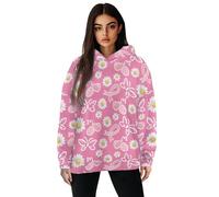 Jeiento Pink Ribbon Daisy Flowers Butterfly Hoodie Womens Breast Cancer Awareness Sweatshirt Casual Long Sleeve Hooded Sweatshirt Warmth Basic Pullover Tops,Size M