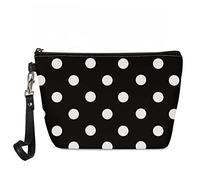 Jeiento Polka Dot Print Makeup Bags for Women,Cute Cosmetic Bag Travel Waterproof Toiletry Bag Accessories Organizer Black