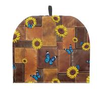 Jeiento Portable Teapot Cozy Retro Sunflower Blue Butterfly Tea Pot Dust Cover for Coffee Pot Teapot Insulation Cover Breakfast Warmer,Home Cafe Decor