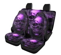 Jeiento Purple Gothic Skull Universal Seat Covers for Cars Includes Washable Front and Back Seat Cover Full Wrap Backrest Protective Cover,Airbag Compatible,Set of 4