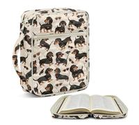 Jeiento Quilted Bible Bag Cartoon Dachshund Dog Bible Covers Bible Carrying Case Tote Bag with Zippered Front Pocket Cartoon Puppy Book Sleeve for Church