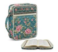 Jeiento Quilted Bible Bag for Women Men Retro Cute Red Floral Bible Case with Bookmarks Lightweight Church Bags Religious Carrying Handbag with Handle