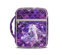 Jeiento Quilted Bible Bag Galaxy Horse Bible Case with Bookmarks Animal Print Church Quilted Bible Bag Scripture Protector Religious Carrying Handbag