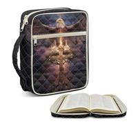 Jeiento Quilted Bible Cover Cross with Eagle Bible Covers Bible Carrying Case Scripture Book Protective with Handle for Mother,Eagle Print Bible Cover