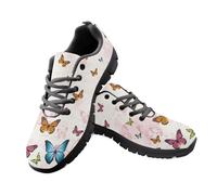 Jeiento Rainbow Butterfly Pattern Womens Running Sneakers Mesh Sport Shoes Ladies Lace Up Running Sneakers,11 UK