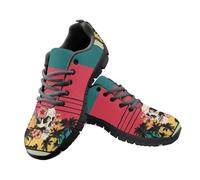 Jeiento Rainbow Stripes Running Shoes for Women Lady Fashion Skull Sneakers Casual Low Top Walking Sneakers Slip Resistant Sport Shoes for Halloween,6 UK