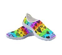 Jeiento Rainbow Stripes Various Love Style Shoes Walking Hiking Running Shoes Holiday Fashion Sneakers Gifts for Women Men,Multi Color