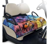 Jeiento Rainbow Tie Dye Palm Tree Golf Car Seat Covers Universal Fit Golf Cart Seat Cover for Front Rear Protector Easy to Install Comfort Golf Cart Seat Towel Blanket for 2 Passengers