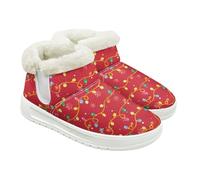 Jeiento Red Christmas Colorful Lights Womes Winter Boots Warm Fur Lined Ankle Booties Low Heel Hiking Bootd for Traveling,Walking Xmas Shoes for Women Men,UK 10