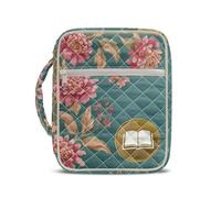 Jeiento Red Flower Bible Book Bag with Handle Quilted Bible Covers Bible Book Protective Sleeve Adult Christian Church Bag Study Supplies Accessories for Women,Mother