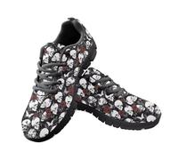 Jeiento Red Rose Flower Skull Walking Shoes for Women Men Skeleton Sneakers Comfort Trainer Athletic Running Shoes,5 UK