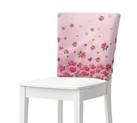 Jeiento Red Rose Love Heart Chair Covers for Dinning Room,Stretchable Pink Wedding Chair Covers Set Washable Dust Proof Chair Back Covers for Wedding Party Decoration