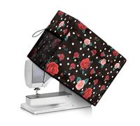 Jeiento Red Rose Sewing Machine Covers Fit Most Standard Sewing Machines Black Polka Dot Sewing Machine Cover with Pocket Storage Sewing Tools Anti Dust and Scratch