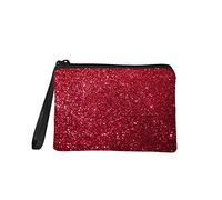 Jeiento Red Wallet Coin Purse for Women Travel Causal Money Clips Handbag Banquest Clutch Bag Small Toiletry Cosmetic Handy Bag