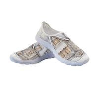 Jeiento Running Shoes Christmas Shoes House on The Snow Tennis Shoes for Women Men Breathable Mesh Workout Casual Shoes