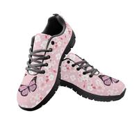 Jeiento Sakura Flower Pattern Butterfly Walking Shoes Womens Trainer Athletic Running Shoes Working Flat Footwear,Fashion Hiking Sports Sneakers,8 UK